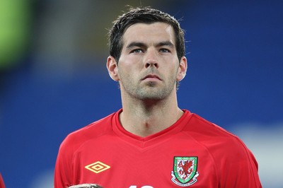 08.10.10.. Wales v Bulgaria, UEFA Euro 2012 Qualifier, Cardiff City Stadium -  Wales' Joe Ledley     