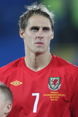 08.10.10.. Wales v Bulgaria, UEFA Euro 2012 Qualifier, Cardiff City Stadium -  Wales' David Edwards      