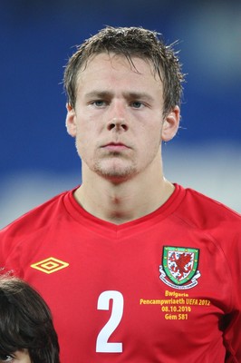 08.10.10.. Wales v Bulgaria, UEFA Euro 2012 Qualifier, Cardiff City Stadium -  Wales' Chris Gunter       