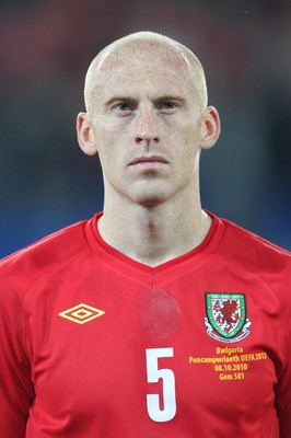 08.10.10.. Wales v Bulgaria, UEFA Euro 2012 Qualifier, Cardiff City Stadium -  Wales' James Collins         