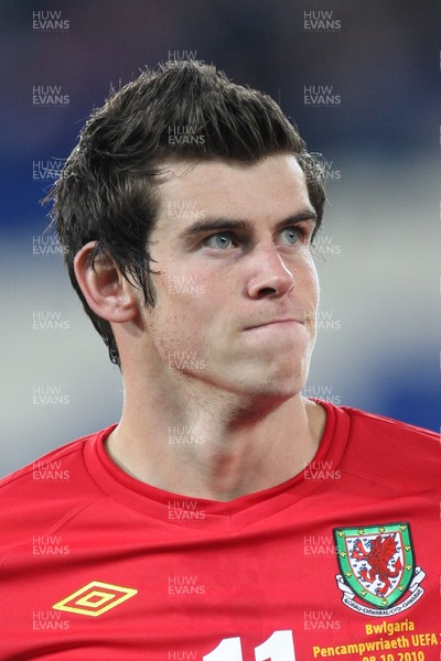 08.10.10.. Wales v Bulgaria, UEFA Euro 2012 Qualifier, Cardiff City Stadium -  Wales' Gareth Bale     
