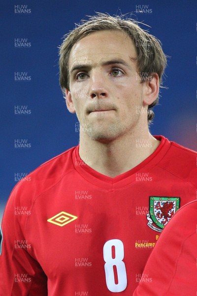 08.10.10.. Wales v Bulgaria, UEFA Euro 2012 Qualifier, Cardiff City Stadium -  Wales' David Vaughan      