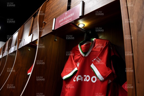 030721 - Wales v Canada - Summer International Rugby - Tom Rogers of Wales jersey hangs in the dressing room