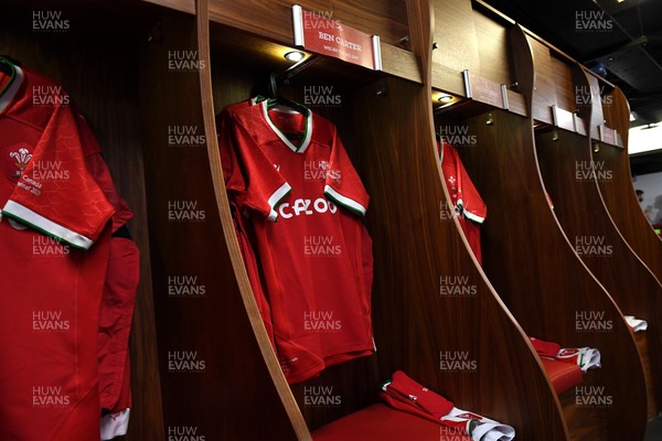 030721 - Wales v Canada - Summer International Rugby - Ben Carter of Wales jersey hangs in the dressing room