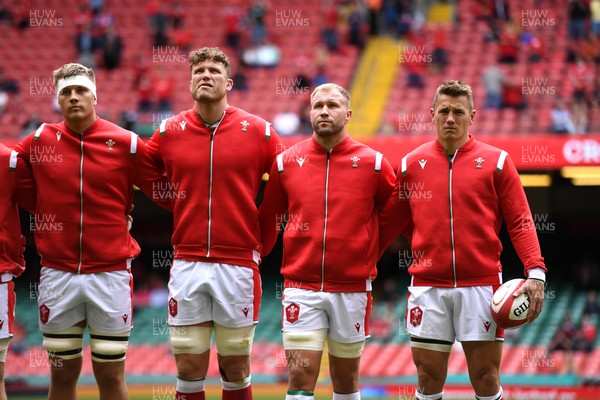 030721 - Wales v Canada - Summer International Rugby - Ben Carter, Will Rowlands, Ross Moriarty and Jonathan Davies during the anthems
