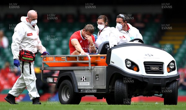 030721 - Wales v Canada - Summer International Rugby - Leigh Halfpenny of Wales leaves the field with an injury