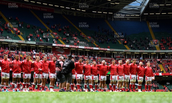 030721 - Wales v Canada - Summer International Rugby - Wales players line up for the anthems