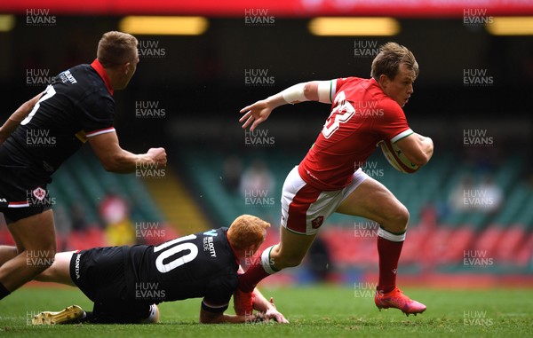 030721 - Wales v Canada - Summer International Rugby - Nick Tompkins of Wales is tackled by Peter Nelson of Canada