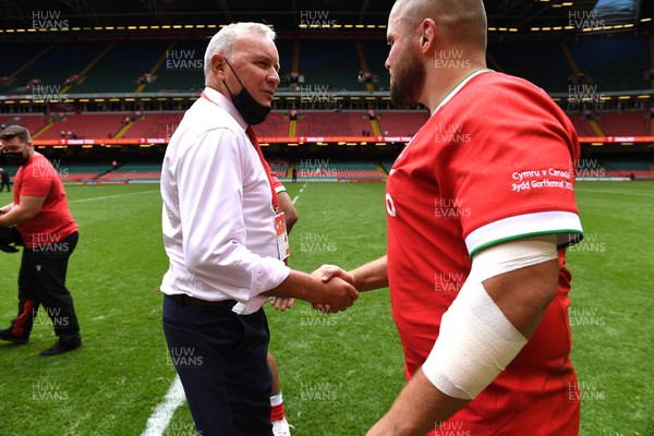 030721 - Wales v Canada - Summer International Rugby - Wales head coach Wayne Pivac and Nicky Smith of Wales at the end of the game