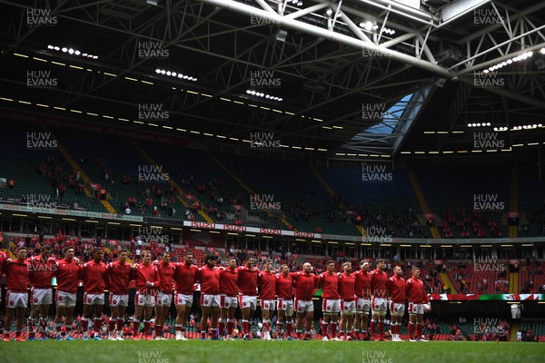 030721 - Wales v Canada - Summer International Rugby - Wales players during the anthems