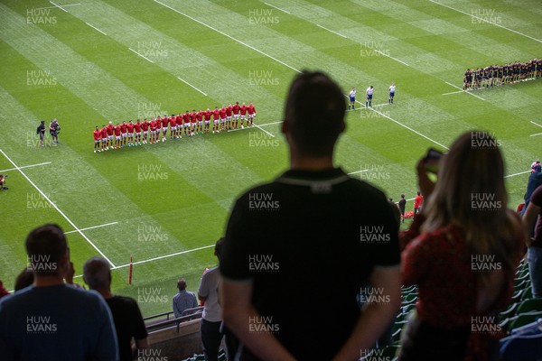 030721 - Wales v Canada - Summer Internationals - Fans sing along with the team during the national anthem