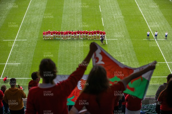 030721 - Wales v Canada - Summer Internationals - Fans sing along with the team during the national anthem