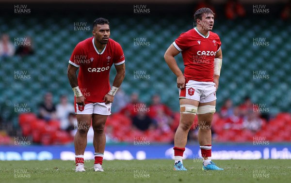 030721 - Wales v Canada - Summer Internationals - Willis Halaholo and Taine Basham of Wales