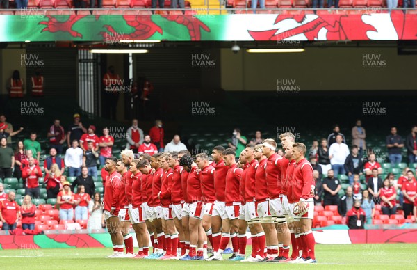 030721 - Wales v Canada, Summer International Series - The Wales team line up for the national anthem