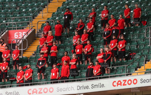 030721 - Wales v Canada, Summer International Series - The Wales U20 squad sing the national anthem ahead of the match