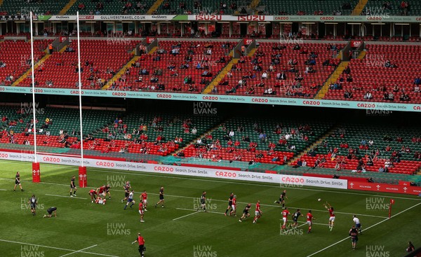 030721 - Wales v Canada, Summer International Series - A general view of the Principality Stadium as Taine Basham of Wales  scores his first try in the corner