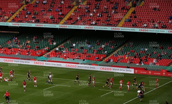030721 - Wales v Canada, Summer International Series - A general view of the Principality Stadium as Taine Basham of Wales  scores his first try in the corner