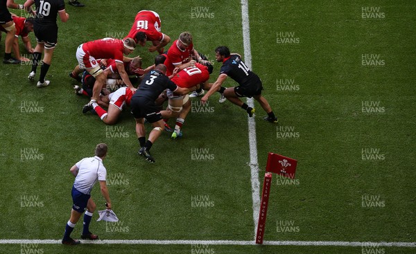 030721 - Wales v Canada, Summer International Series - Taine Basham of Wales powers over to score his second try