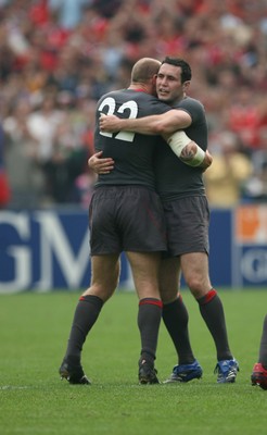 09.09.07 Wales v Canada RWC2007... Gareth Thomas and Stephen Jones  celebrate at the end of the game. 