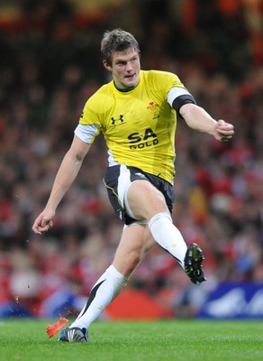 14.11.08 - Wales v Canada -  Invesco Perpetual Series 2008 - Wales' Dan Biggar kicks at goal.  