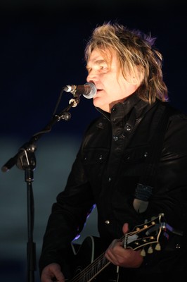 290212 - Wales v Costa Rica, The Gary Speed Memorial Match, Cardiff - Mike Peters performs before the start of the match 