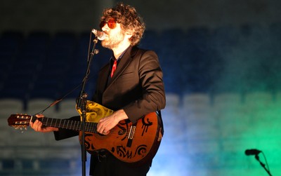 290212 - Wales v Costa Rica, The Gary Speed Memorial Match, Cardiff - Super Furry Animals perform before the start of the match 