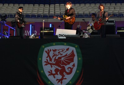 290212 - Wales v Costa Rica, The Gary Speed Memorial Match, Cardiff - Super Furry Animals perform before the start of the match 