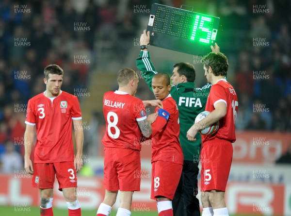 290212 - Wales v Costa Rica -Craig Bellamy of Wales leaves the field after being substituted