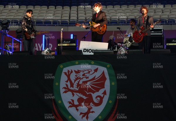 290212 - Wales v Costa Rica, The Gary Speed Memorial Match, Cardiff - Super Furry Animals perform before the start of the match 