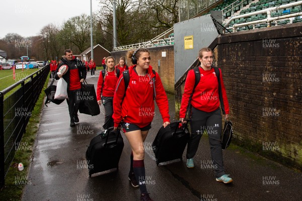 231119 - Wales Women v Crawshay's Women - The Wales team arrive at Eugene Cross Park