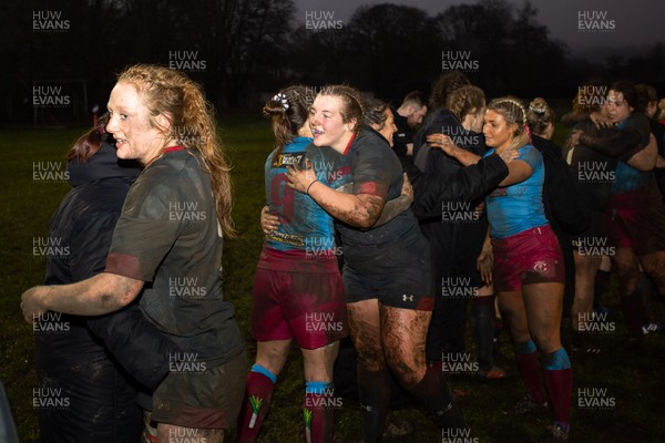 231119 - Wales Women v Crawshay's Women - Players embrace each other after the match