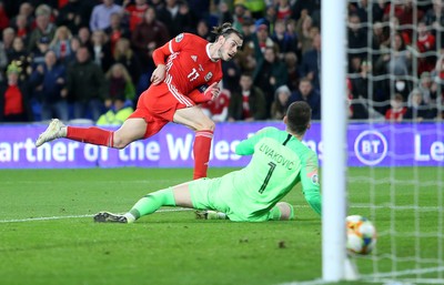 131019 - Wales v Croatia - European Championship Qualifiers - Group E - Gareth Bale of Wales gets the ball past Croatia goalkeeper Dominik Livakovic to score a goal