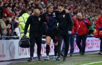 131019 - Wales v Croatia - European Championship Qualifiers - Group E - Luka Modric of Croatia goes off injured