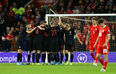 131019 - Wales v Croatia, UEFA Euro 2020 Qualifier - Croatia celebrate after scoring goal