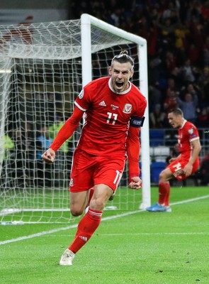 131019 - Wales v Croatia, UEFA Euro 2020 Qualifier - Gareth Bale of Wales celebrates after scoring goal