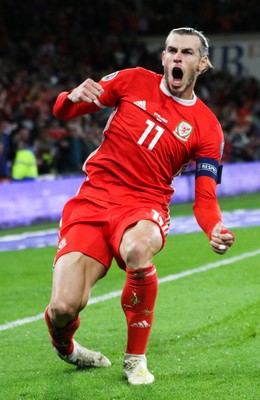 131019 - Wales v Croatia, UEFA Euro 2020 Qualifier - Gareth Bale of Wales celebrates after scoring goal