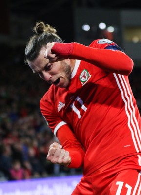 131019 - Wales v Croatia, UEFA Euro 2020 Qualifier - Gareth Bale of Wales celebrates after scoring goal