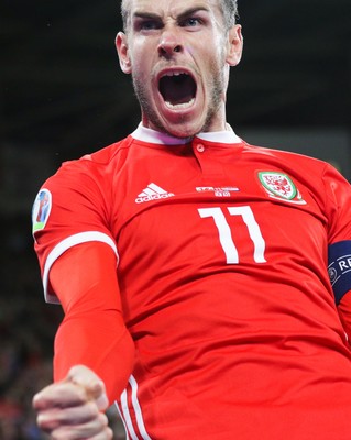 131019 - Wales v Croatia, UEFA Euro 2020 Qualifier - Gareth Bale of Wales celebrates after scoring goal