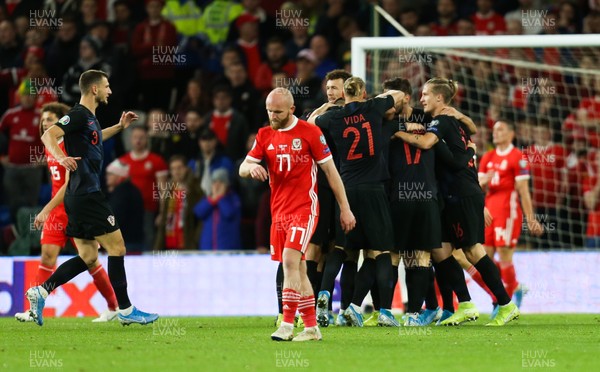 131019 - Wales v Croatia, UEFA Euro 2020 Qualifier - Croatia celebrate after scoring goal