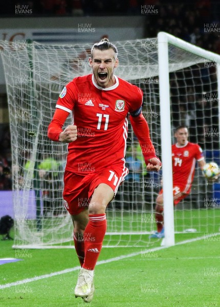 131019 - Wales v Croatia, UEFA Euro 2020 Qualifier - Gareth Bale of Wales celebrates after scoring goal