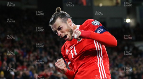 131019 - Wales v Croatia, UEFA Euro 2020 Qualifier - Gareth Bale of Wales celebrates after scoring goal