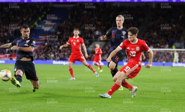131019 - Wales v Croatia, UEFA Euro 2020 Qualifier - Daniel James of Wales shoots at goal
