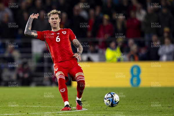 151023 - Wales v Croatia - European Championship Qualifier - Wales' Joe Rodon in action