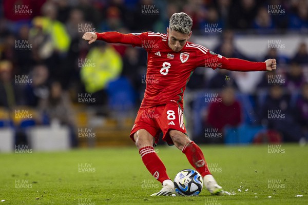 151023 - Wales v Croatia - European Championship Qualifier - Wales' Harry Wilson takes a free kick