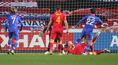 260313 - Wales v Croatia, World Cup Qualifier, Swansea - Croatia's Eduardo scores his teams second goal