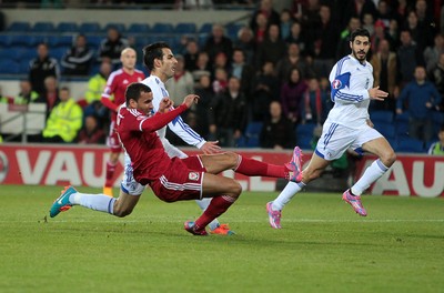 131014 - Wales v Cyprus - UEFA European Championship - Hal Robson-Kanu of Wales scores their second goal