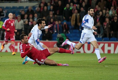 131014 - Wales v Cyprus - UEFA European Championship - Hal Robson-Kanu of Wales scores their second goal