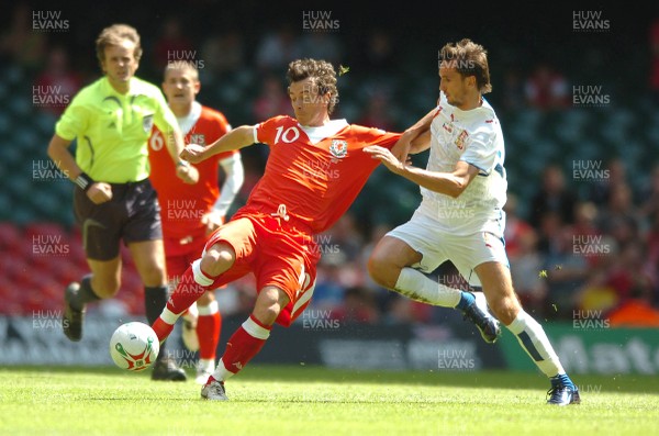 02.06.07 - Wales v Czech Republic - UEFA Euro 2008 Qualifying, Group D - Wales' Simon Davies is tackled by Tomas Sivok 
