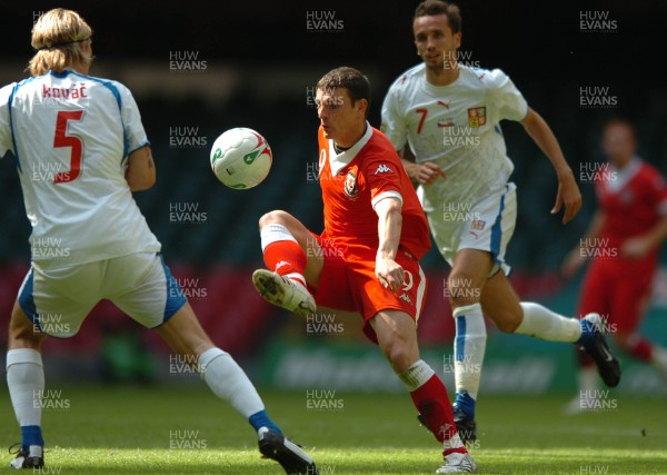 02.06.07 - Wales v Czech Republic - UEFA Euro 2008 Qualifying, Group D - Wales' Jason Koumas tries to find a gap 
