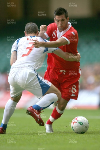 02.06.07. Wales v Czech Republic, Euro 2008 Qualifyer Wales' Joe Ledley tangles with Czech Republics' Jan Polak 